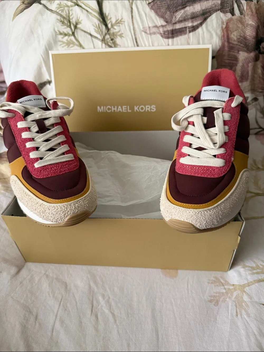 Michael Kors Oxblood multi Colorblock Sneakers